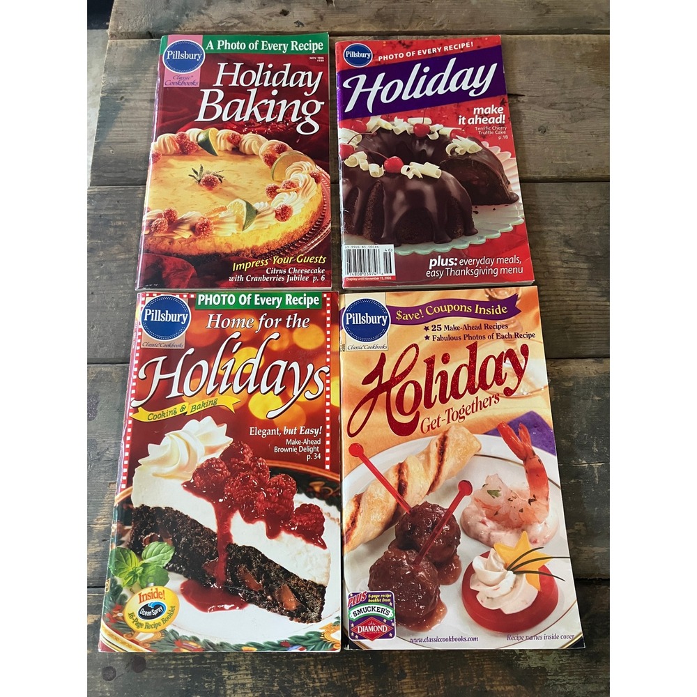 Pillsbury Classic Cookbooks Holiday Baking Entertaining Lot 4 1996-2005 Vintage